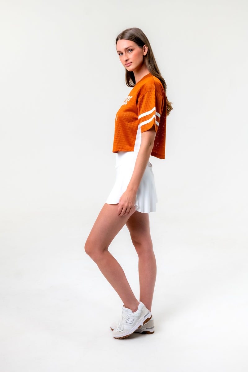 University of Texas - Mesh Cropped Fashion Football Jersey #3 Ewers - Burnt  Orange