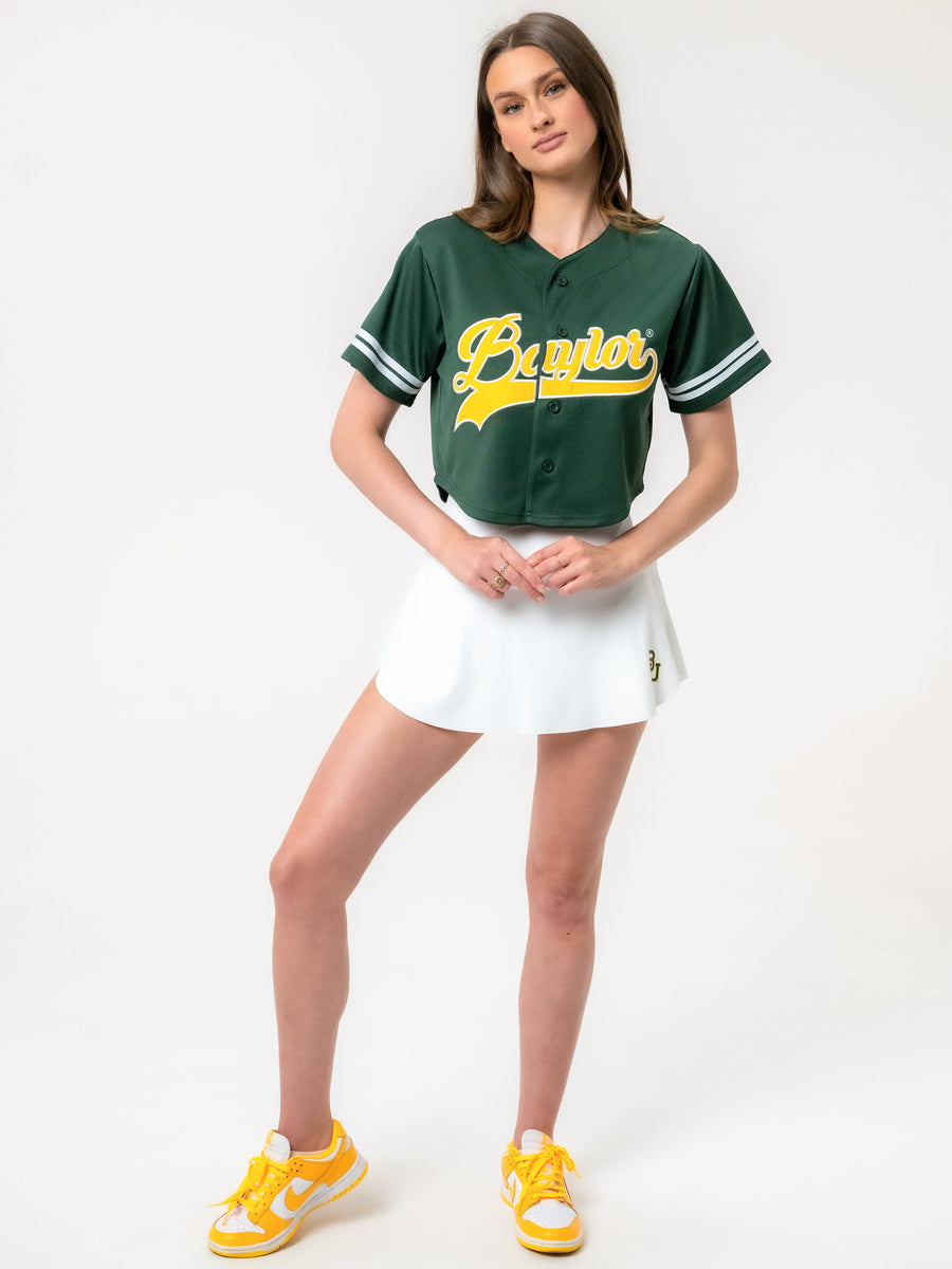 Baylor University - Embroidered Cropped Baseball Jersey - Green –  Established and Company