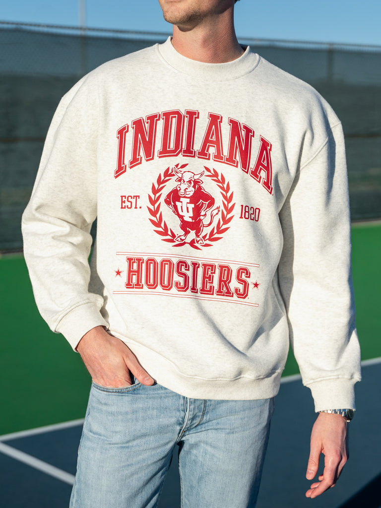 Indiana University Vintage Crewneck Sweatshirt Ash Grey Established and Company