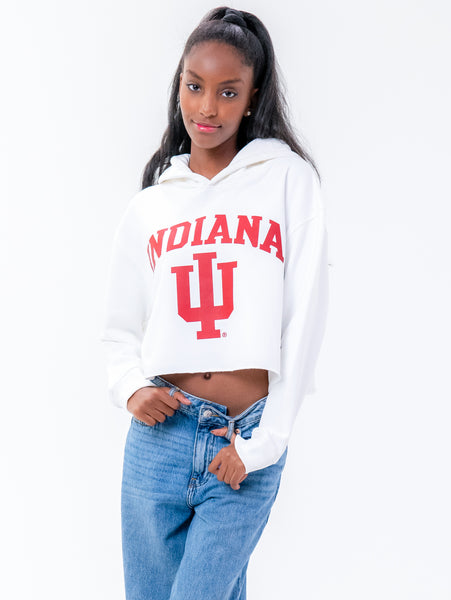 Indiana University - Campus Rec Cropped Hoodie - White