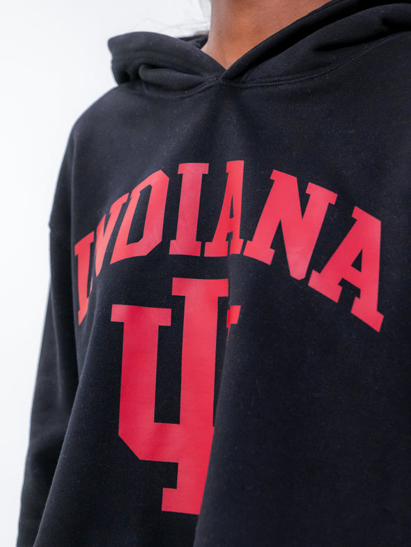 Indiana University - Campus Rec Cropped Hoodie - Black