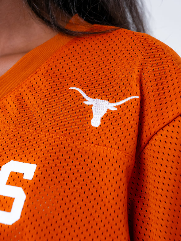 University of Texas - Special Edition Women's Mesh Cropped Fashion Football Jersey #1 - Burnt Orange