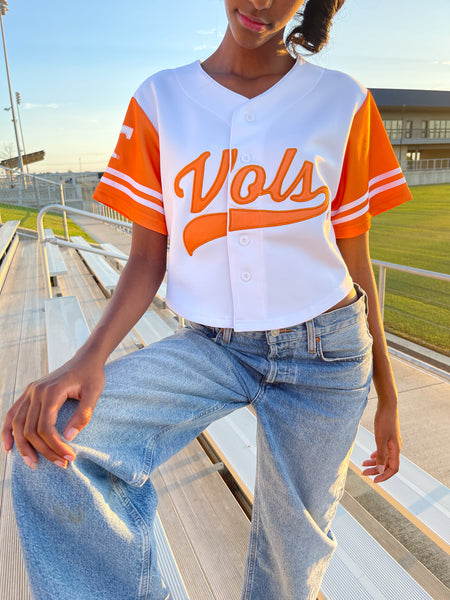 University of Tennessee - Women's Cropped Baseball Crop Top - White