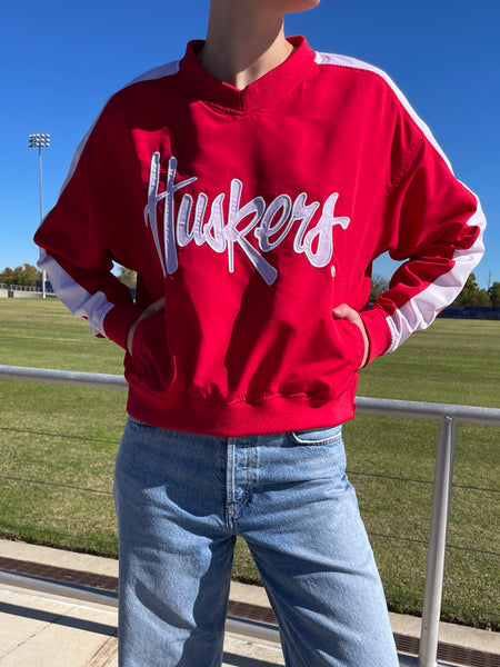 University of Nebraska - Women's Cropped V-Neck Windbreaker  - Red