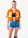 University of Texas - Zip-Up Cropped Fashion Football Jersey - Burnt Orange