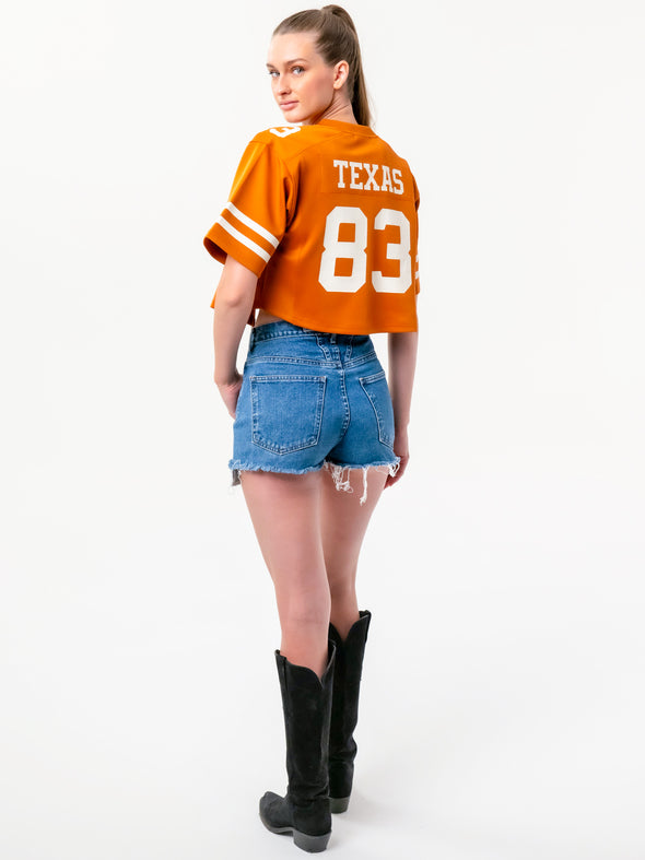 University of Texas - Zip-Up Cropped Fashion Football Jersey - Burnt Orange