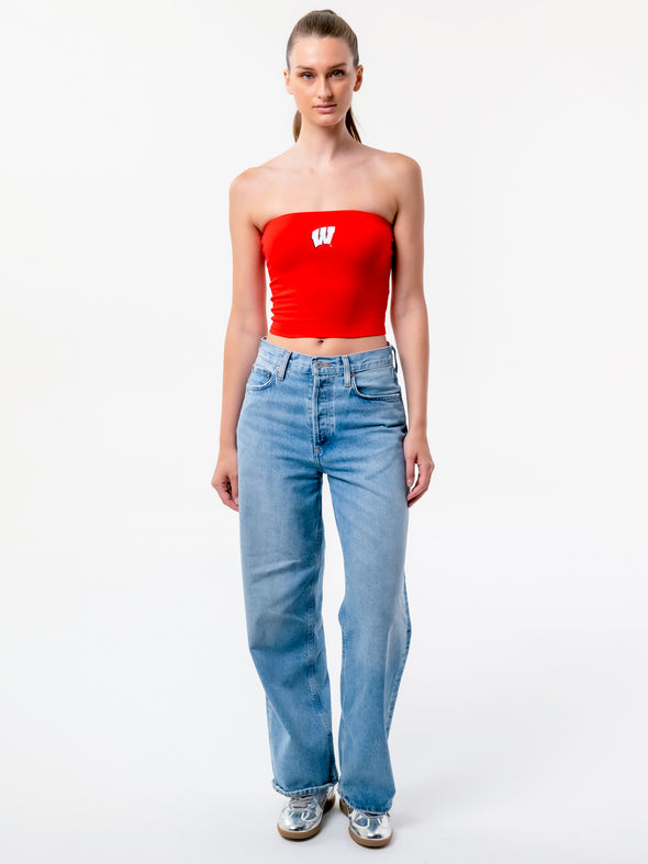 University of Wisconsin - The Embroidered Stadium Tube Top - Red