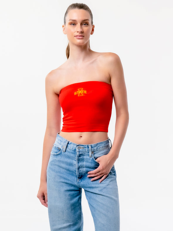 Iowa State - The Embroidered Stadium Tube Top - Red