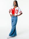 University of Nebraska - Zip-Up Cropped Fashion Football Jersey - White