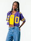 LSU - Zip-Up Cropped Fashion Football Jersey - Purple