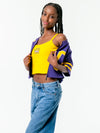 LSU - Zip-Up Cropped Fashion Football Jersey - Purple