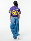 LSU - Zip-Up Cropped Fashion Football Jersey - Purple