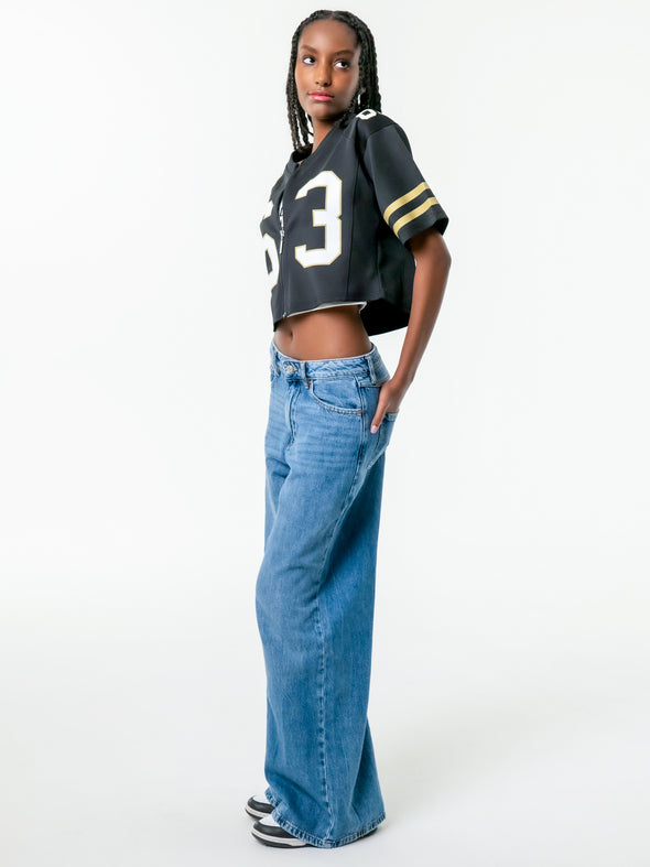 UCF - Zip-Up Cropped Fashion Football Jersey - Black