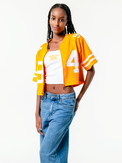 University of Tennessee - Zip-Up Cropped Fashion Football Jersey - Orange