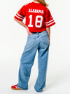 University of Alabama - Zip-Up Cropped Fashion Football Jersey - Crimson