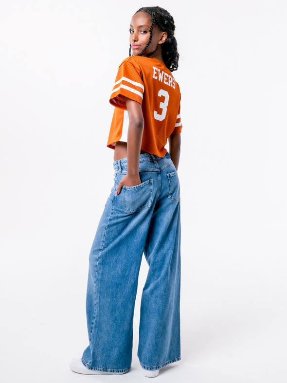 University of Texas - Special Edition Women's Mesh Cropped Fashion Football Jersey NIL #3 Quinn Ewers - Burnt Orange