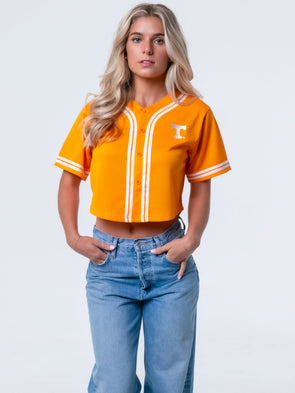 University of Tennessee - Women's Cropped Baseball Mesh Jersey - Orange