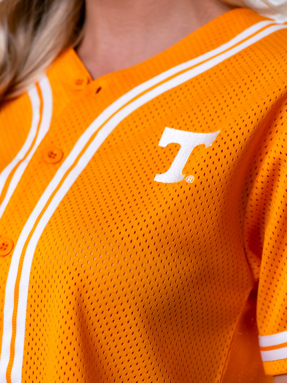 University of Tennessee - Women's Cropped Baseball Mesh Jersey - Orange