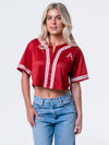 University of Arkansas - Women's Cropped Baseball Mesh Jersey - Crimson