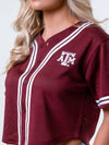 Texas A&M - Women's Cropped Baseball Mesh Jersey - Maroon