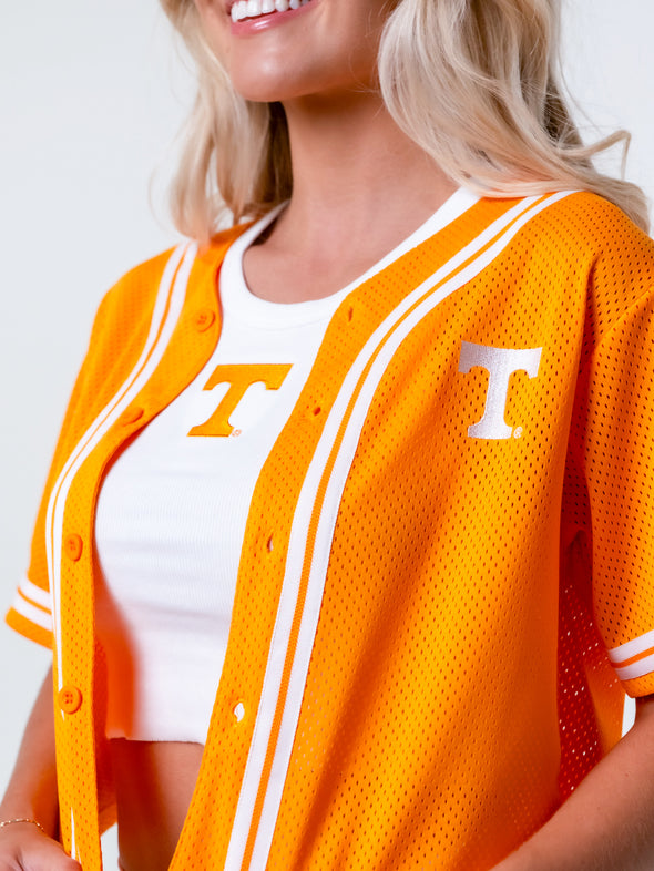 University of Tennessee - Women's Cropped Baseball Mesh Jersey - Orange