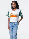 University of Miami - Women's Cropped Baseball Jersey Crop Top - White