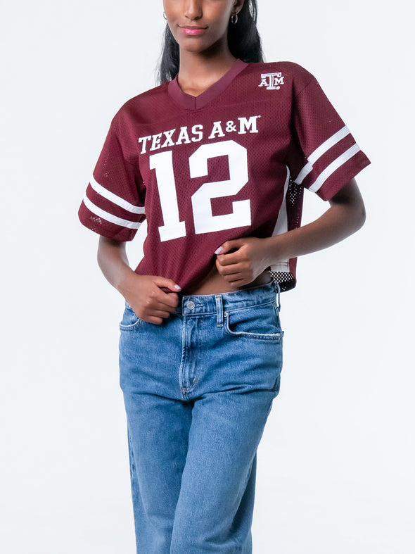 Texas A&M - Special Edition Women's Mesh Cropped Fashion Football Jersey - Maroon