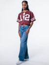 Texas A&M - Zip-Up Cropped Fashion Football Jersey - Maroon