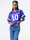 TCU - Special Edition Women's Mesh Cropped Fashion Football Jersey NIL #10 Josh Hoover - Purple