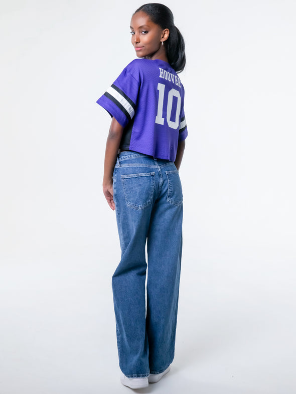 TCU - Special Edition Women's Mesh Cropped Fashion Football Jersey NIL #10 Josh Hoover - Purple