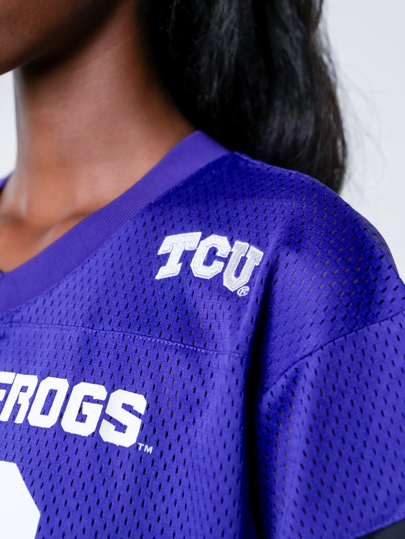 TCU - Special Edition Women's Mesh Cropped Fashion Football Jersey NIL #10 Josh Hoover - Purple