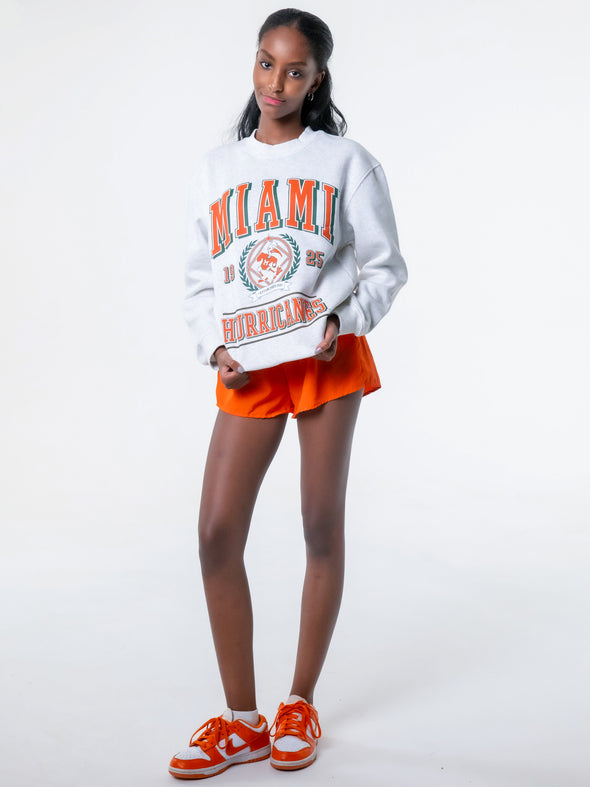 University of Miami - Vintage Mascot Crewneck Sweatshirt - Ash Grey