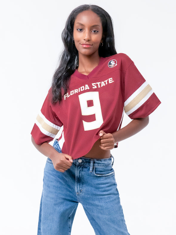 Florida State - Special Edition Women's Mesh Cropped Fashion Football Jersey NIL #9 Lawrance Toafili - Garnet