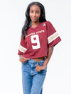 Florida State - Special Edition Women's Mesh Cropped Fashion Football Jersey NIL #9 Lawrance Toafili - Garnet