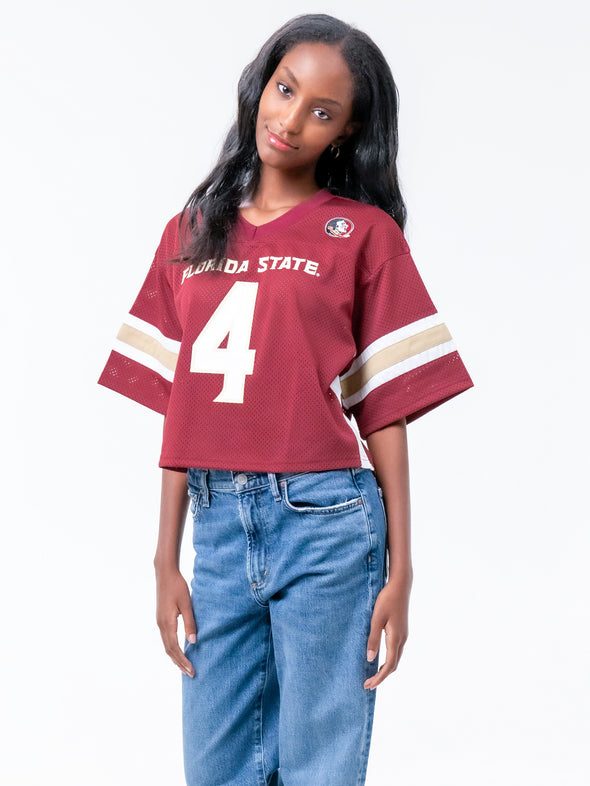 Florida State - Special Edition Women's Mesh Cropped Fashion Football Jersey NIL #4 DJ Uiagalelei - Garnet