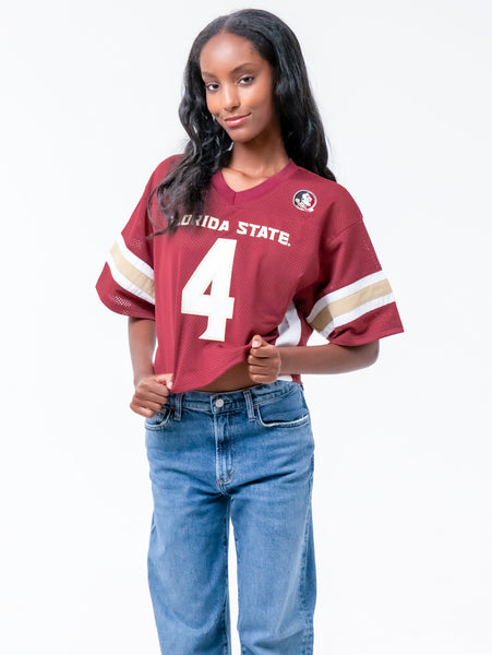 Florida State - Special Edition Women's Mesh Cropped Fashion Football Jersey NIL #4 DJ Uiagalelei - Garnet