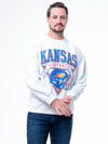 University of Kansas - Vintage Football Crewneck Sweatshirt - Ash Grey