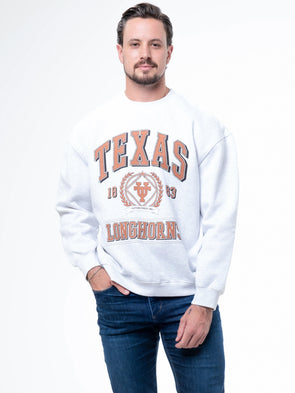 University of Texas - Vintage Crest Crewneck Sweatshirt - Ash Grey