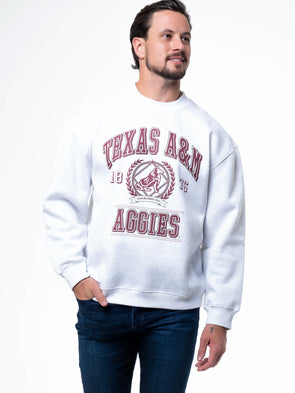 Texas A&M - Vintage Crest Crewneck Sweatshirt - Ash Grey