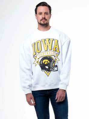 University of Iowa - Vintage Football Crewneck Sweatshirt - Ash Grey