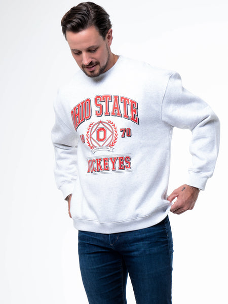 Ohio State - Vintage Crest Crewneck Sweatshirt - Ash Grey