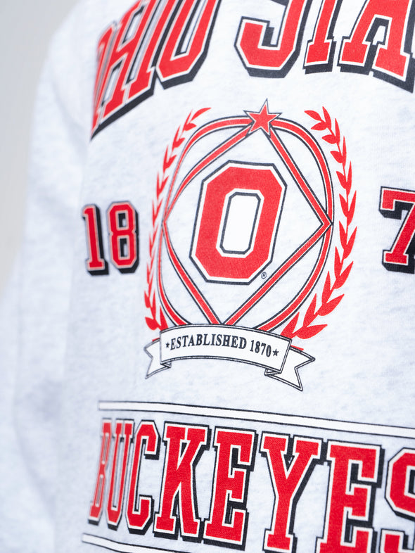 Ohio State - Vintage Crest Crewneck Sweatshirt - Ash Grey