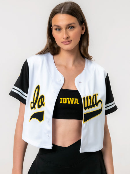 University of Iowa - Women's Cropped Baseball Crop Jersey Top - White