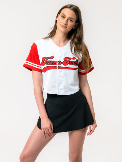 Texas Tech - Embroidered Cropped Baseball Jersey - White – Established and  Company