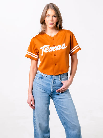 University of Texas - Women's Cropped Baseball Crop Top - Burnt Orange