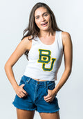 Baylor University - Ribbed Cropped Tank Top - White